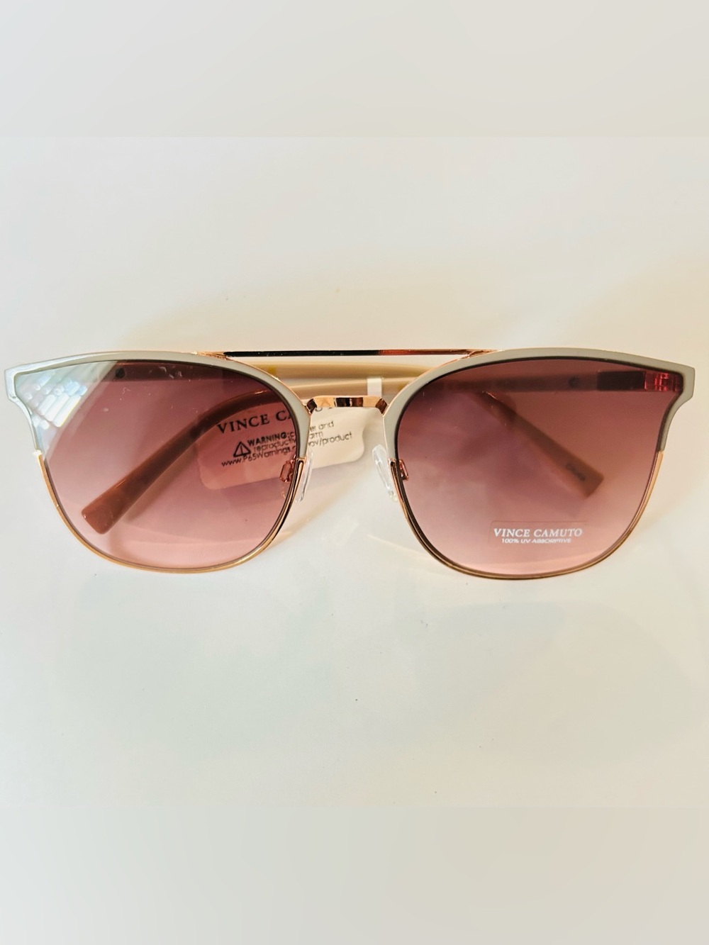 NWT Vince Camuto VC1082 RSG Cat Eye, Rose Gold Nude Brown